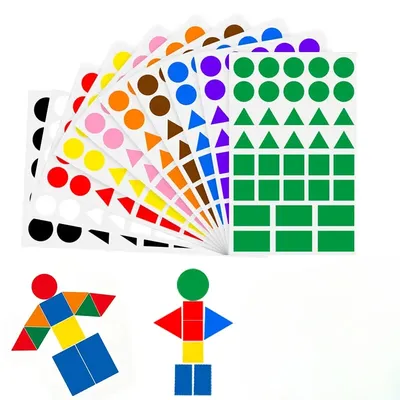 Colored Triangles Rectangular Dot Stickers for Kids Student Jigsaw Puzzle Geometry Stickers