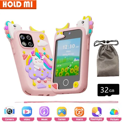 Kids Smart Phone Toys Unicorn Toddler Play Phone HD Dual Camera Cell Phone Travel Toy Preschool