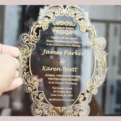 Custom Vintage Clear Acrylic Wedding Invitation clear Acrylic Carte D'invitation De Mariage For Exhibition Engagement