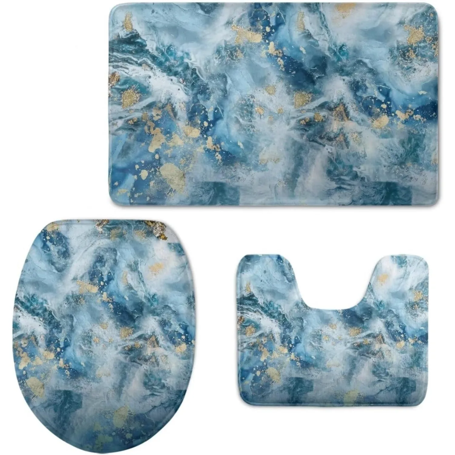 3 pièces ensemble de housse de siège de toilette et de tapis imprimé marbre tapis de salle de bain Super doux ensemble de tapis de salle de bain comprend tapis de bain housse de siège de toilette et