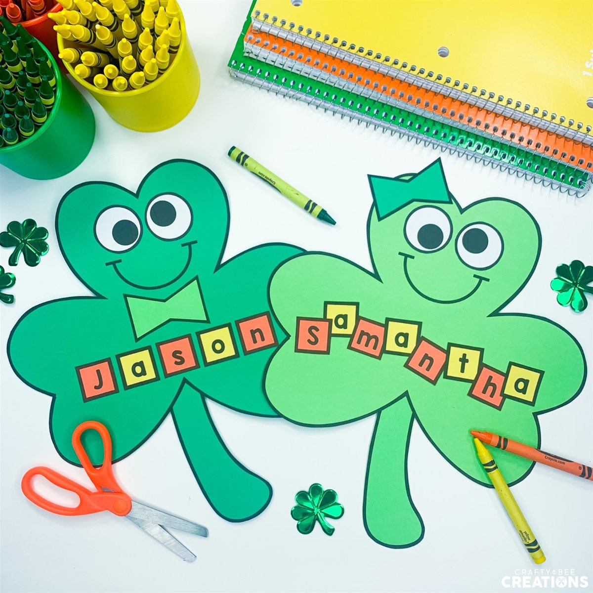 Lavoretti per bambini per il giorno di San Patrizio/Modelli per lavoretti con nome trifoglio/Attività di San Patrizio/Bacheca trifoglio trifoglio/Mode