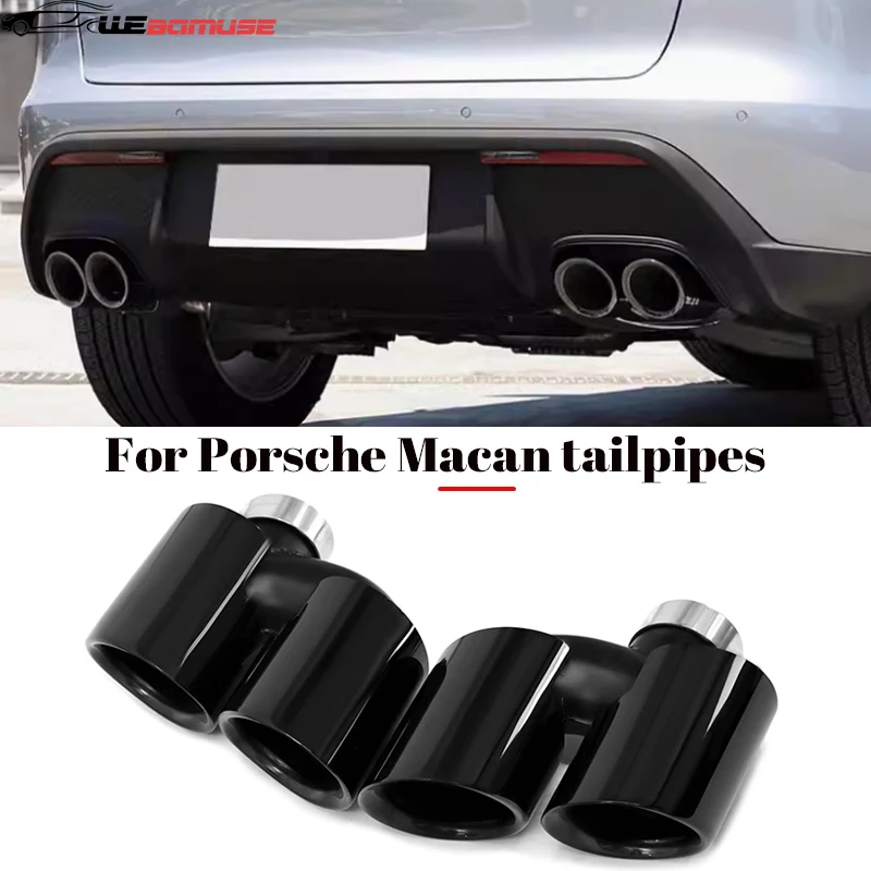 Per il 2014-2025 Porsche Macan Modifica tubo di scarico Aggiornamento GTS Quad Sport Tubo di scappamento Punta nera Silenziatore E xhaust Head