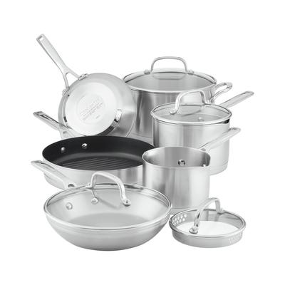 KitchenAid 3-Ply Base Stainless Steel Cookware Induction Pots And Pans Set