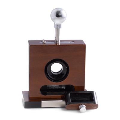 Bey-Berk Lacquered Walnut Wood & Stainless Steel Table Top Guillotine Cigar Cutter