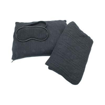 PORTOLANO Cable Knit Travel Throw & Eye Mask Set