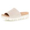 Pantolette GABOR, Damen, Gr. 36, beige (hellbeige), Ziegenveloursleder, metallic, klassisch, Schuhe, Keilabsatz, Sommerschuh, Schlappen mit Gummizug, Weite G
