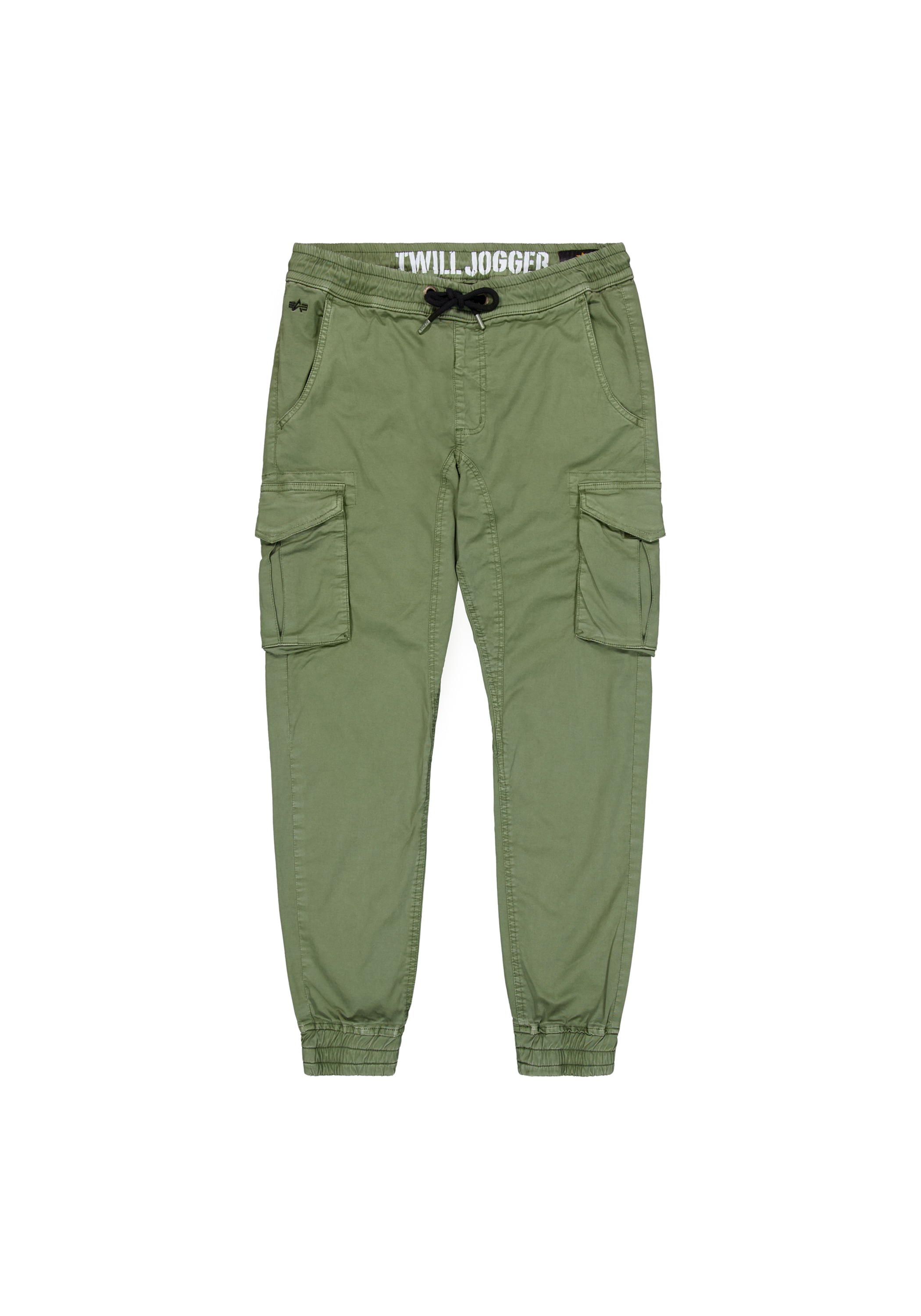 Jogginghose ALPHA INDUSTRIES "Cotton Twill Jogger", Herren, Gr. M, Normalgrößen, grün (vintage grün), Obermaterial: 98% Baumwolle, 2% Elastan; Futter: 100% Baumwolle, Hosen Jogginghose