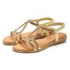 Sandale VIVANCE "Sandalette, Sommerschuh", Damen, Gr. 42, gold (goldfarben), Obermaterial: 100% Lederimitat. Futter: 100% Lederimitat. Decksohle: 100% Lederimitat. Laufsohle: 100% Synthetik, Glitzer, unifarben, feminin, Schuhe Riemchensandale, mit...