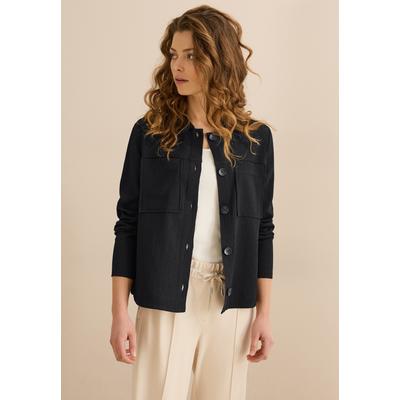 Kurzjacke CECIL, Damen, Gr. XL (44), schwarz, Stoff, 55% Polyester, 44% Viskose, 1% Elasthan, unifarben, casual, gerade normal, V-Ausschnitt, Langarm Bündchen, Jacken, mit Brusttasche Image