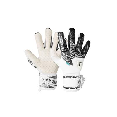 Torwarthandschuhe REUSCH "Attrakt SpeedBump", Damen, Gr. 8,5, bunt (silberfarben, weiß), 5% Polyamid, 28% Polyester, 61% Elastodien, 6% Polyurethan, mehrfarbig, sportlich, Handschuhe, mit Evolution Negative Cut