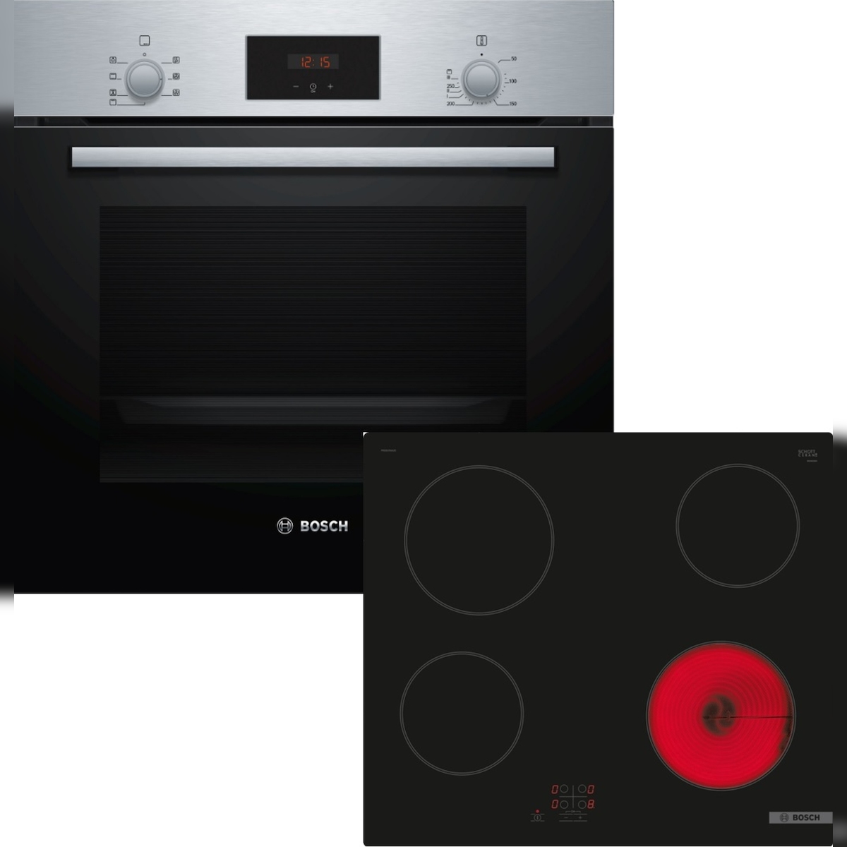 Bosch Einbau-Backofen-Set, HBF133BR0 + PKE61RAA2E, Einbau-Backofen, Elektro-Kochfeld HBD231BR61 Image