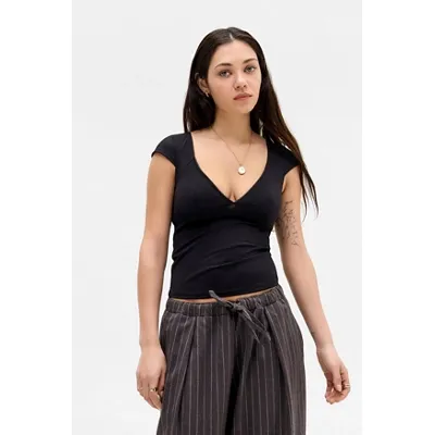 Out From Under Je T'aime Cap Sleeve Top - Black XS at Urban Outfitters