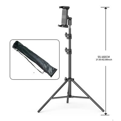 TEMU Adjustable Aluminum Alloy Tablet Tripod Stand, Portable Floor Holder For Ipad Pro, Air, Phone 4.7-14inch, Live Streaming Mount Support With Clip Holder Image
