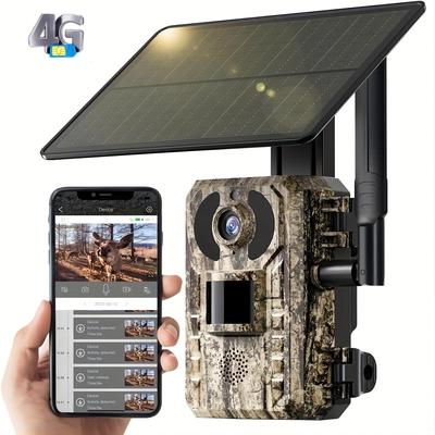TEMU Ultra .7k Cellular Trail Camera With Solar Power, 0.2s Trigger Speed & Low-glow Night - , Motion Alerts For Hunting & Wildlife Monitoring In Off-grid Areas Image