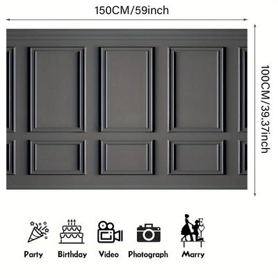 TEMU 1pc Elegant Dark Grey Paneled Wall Backdrop With Copper Sconces - Polyester Banner, Photo Booths, Birthday & Anniversary Parties - , Ideal For Indoor/outdoor Events Image