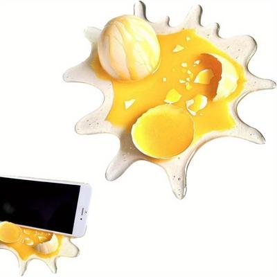 TEMU 1pc 's Design Phone Holder, Multi-use Novelty Egg Yolk Spill Gag Stand For Mobile Phones, Material Image