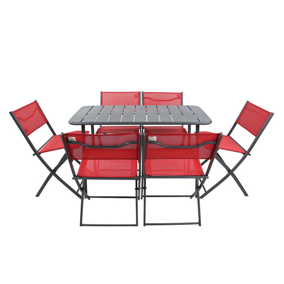 VCM 7-tlg. Gartenset ""Sumila"" 110 x 55 Rot