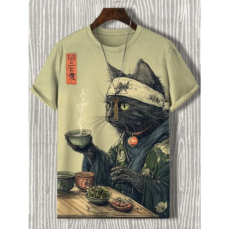 Cute Otter Cat Panda Pattern T-Shirt For Men Funny Animal 3D Printed Tees Casual Short Sleeve O-Neck Tops Street Sports T Shirts