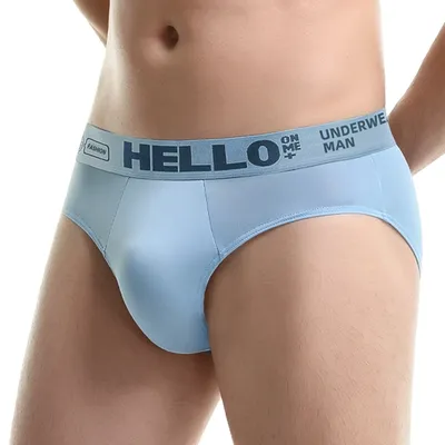 Herren-Unterwäsche aus Eisseide, bedruckte Buchstaben, Trend-Slip, Übergröße, dicker Mann, schnell trocknend, atmungsaktiv, Sport-Unterhose für Jungen Image