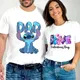 Stitch Disney Matching Outfits T-Shirts Family Suit Tees Dad Mom Women Tops Parent-Child Clothing Short Sleeve Couple Outfit