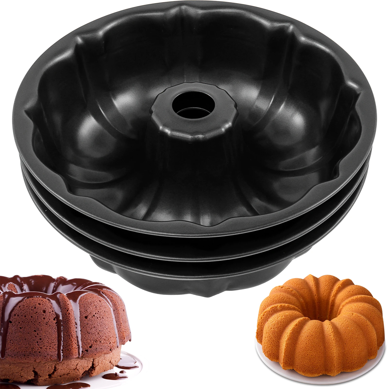 3Pcs Carbon Stahl Kuchen Form Kürbis Form Pfund Kuchen Pan Nicht Stick Geriffelte Rohr Kuchen Pan Valentinstag Backen herz Kuchen Form
