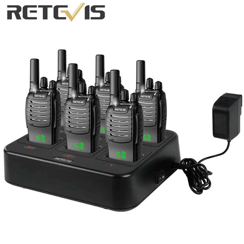 Retevis H777H Walkie-Talkie, 6-teilig, Zwei-Wege-Radio, Walkie-Talkie, PMR/FRS, Kommunikationsradio, tragbar, mit Sechs-Wege-Ladegerät, Gegensprechanlage Image