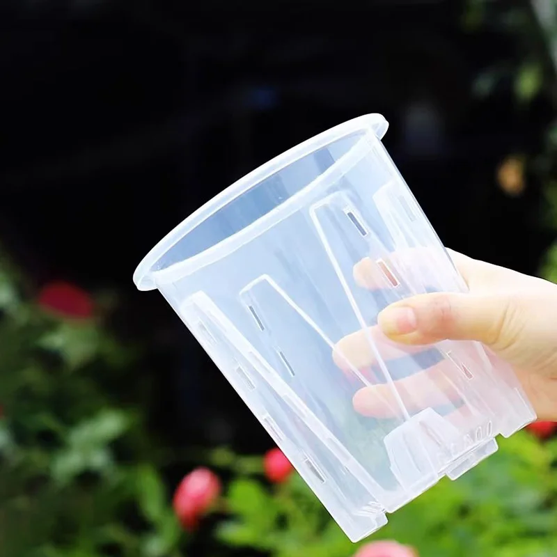 12cm für Orchideen pflanze wachsen Topf transparent weiß verdickt Blumentopf atmungsaktive Wurzel kontroll pflanze Kunststoff hohen Blumentopf k Image
