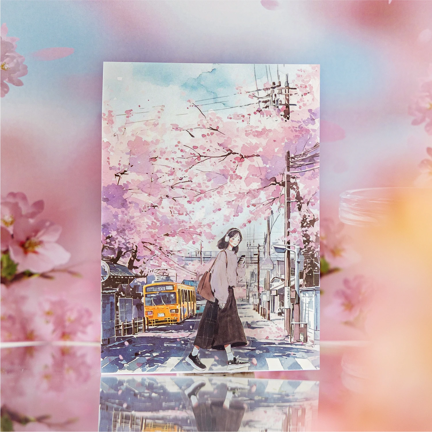 32 Stück japanische Landschaft PET+Papier Stanzaufkleber DIY Collage Aufkleber Schneidematerialien handgemachtes Tagebuchalbum Image