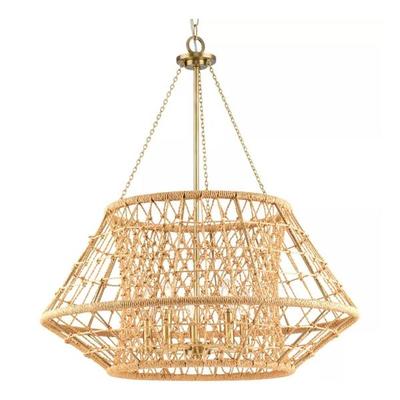 Progress Lighting 252435 - 5 Light Vintage Brass Woven Jute Accents Chandelier Light Fixture (FIVE-LIGHT 30 IN CHANDELIER WOVEN JUTE ACCENTS (P400324-163))