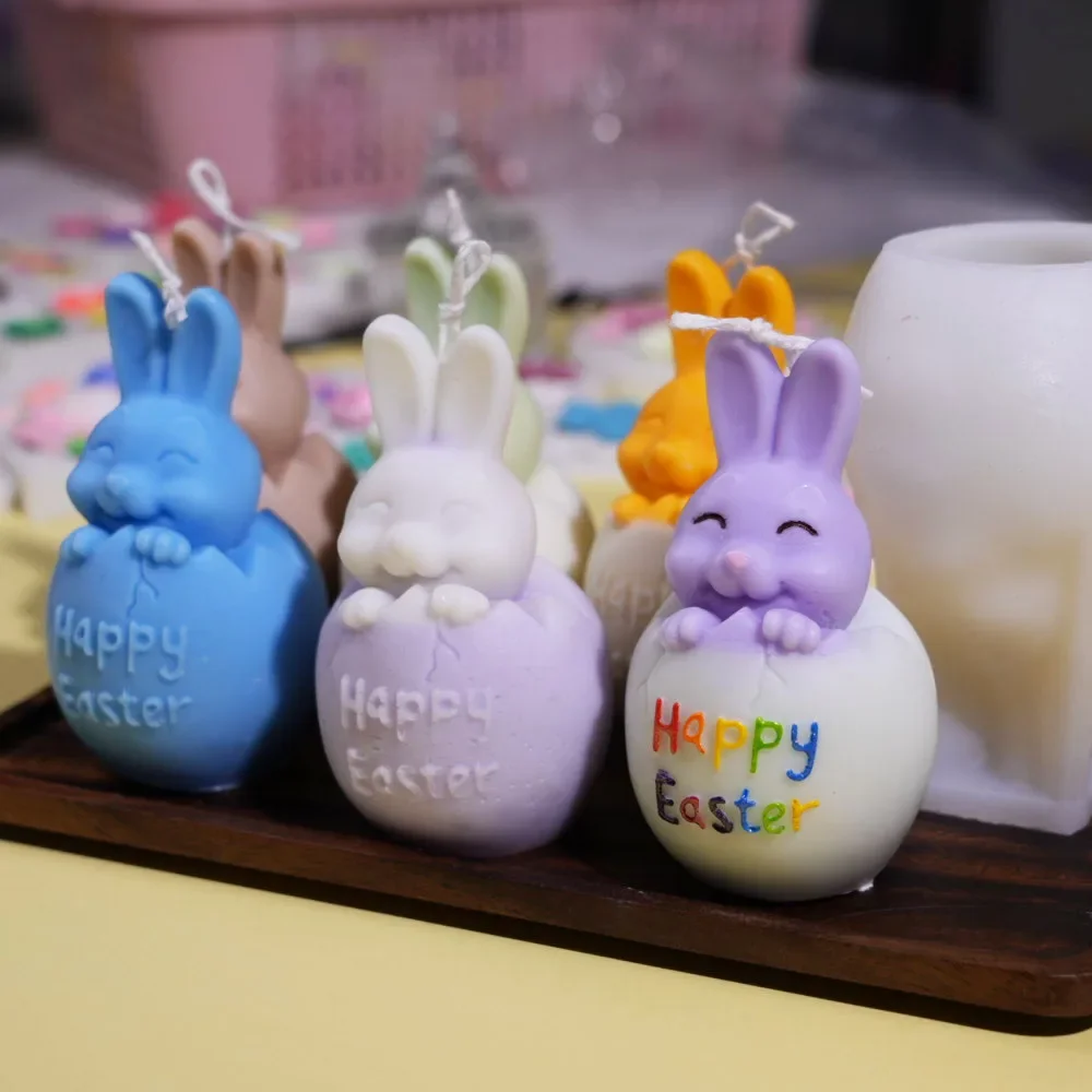 3D Eierschale Kaninchen Silikon Duftkerze Form DIY Ostern Tier Harz Form Hase Seife, Der Werkzeug Handwerk Geschenke Party Decor Image