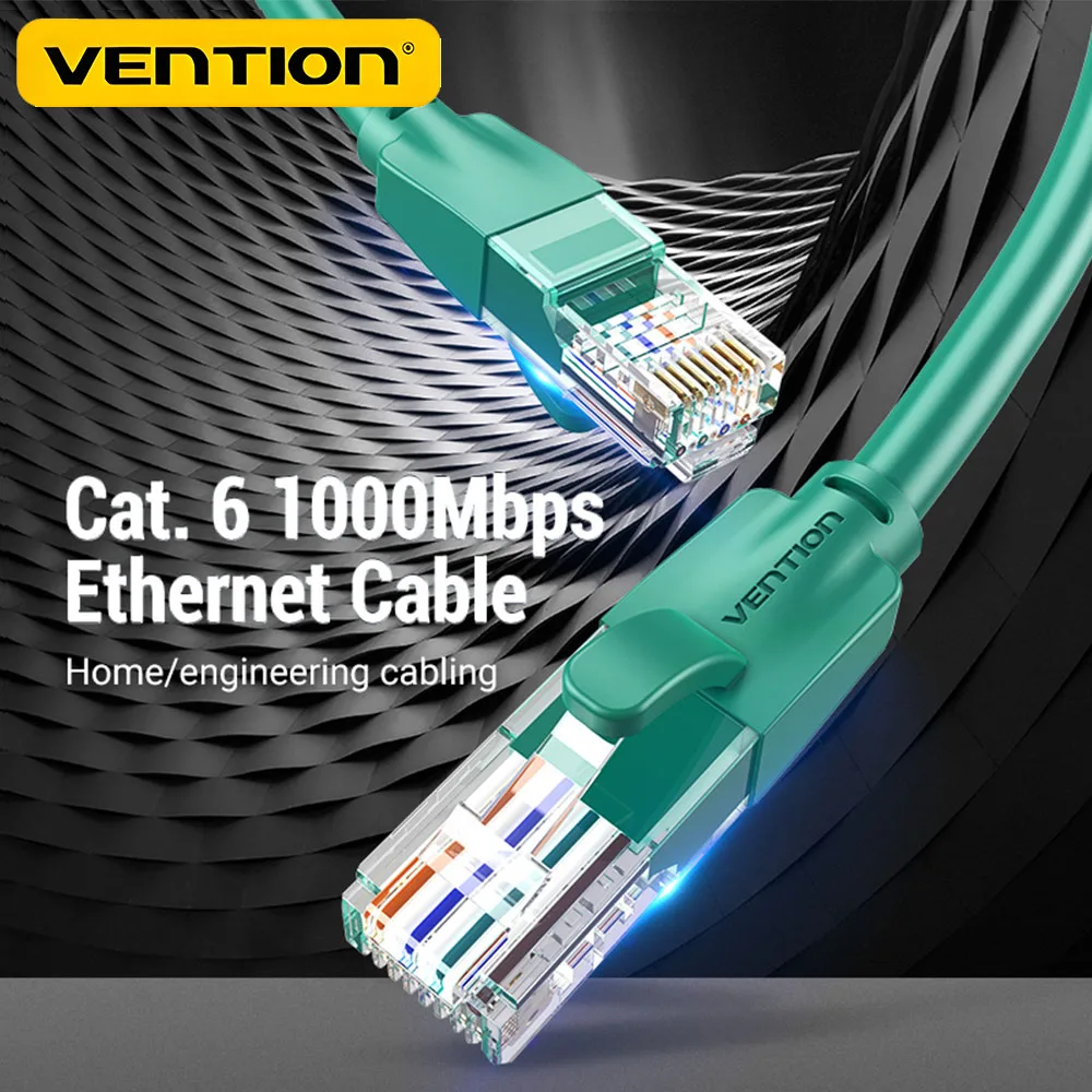 Vention Ethernet-Kabel, CAT6-LAN-Kabel, 2 m, RJ45-Patchkabel, abgeschirmtes, gedrehtes Netzwerk, Internet für Computer, Router, Gigabit-Ethernet Image