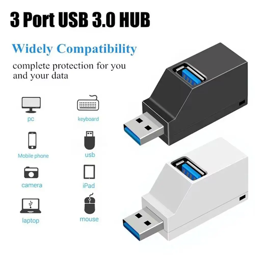 USB 3.0 HUB Adapter Extender Mini Splitter Box 1 bis 3 Ports Datenübertragung High Speed USB2.0 Hub für PC Laptop U Disk Kartenleser Image