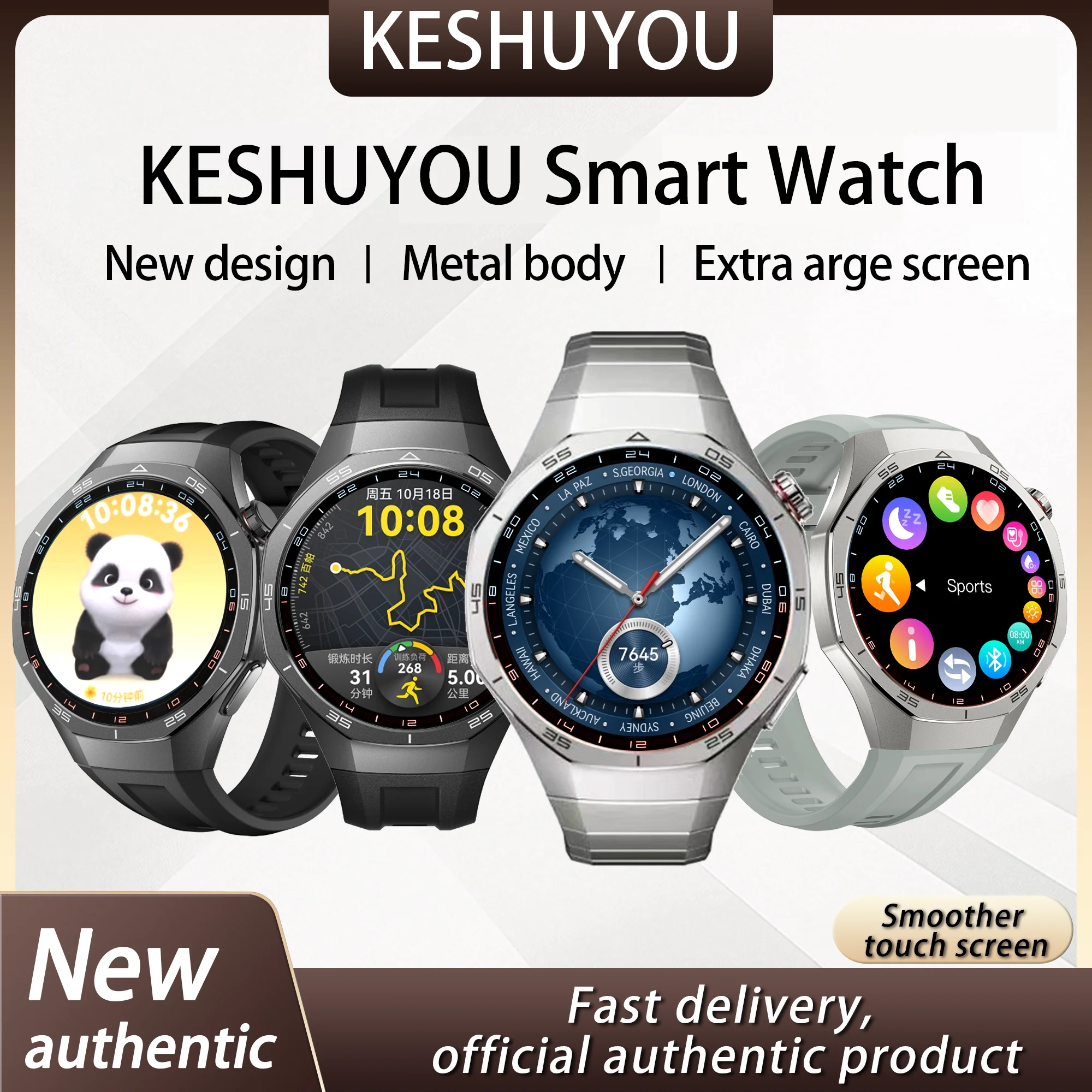 LAXASFIT 2025, neue Smartwatch, AMOLED-HD-Bildschirm, Sport, Herzfrequenz, Bluetooth, Anruf, Männer und Frauen, Smartwatch Image