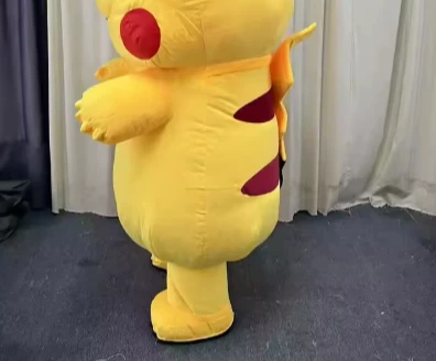 Tierfigur, riesiges aufblasbares Katzen-Maskottchen-Kostüm, gelber Pika, für Erwachsene, Cartoon, lustiges Cosplay-Kostüm für Halloween, Weihnachten Image