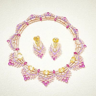 Designer Fashion Luxury Party Jewelry Sets Women Lady Inlay AAA Pink Purple Cubic Zircon Tassels Pendant Necklace Earrings