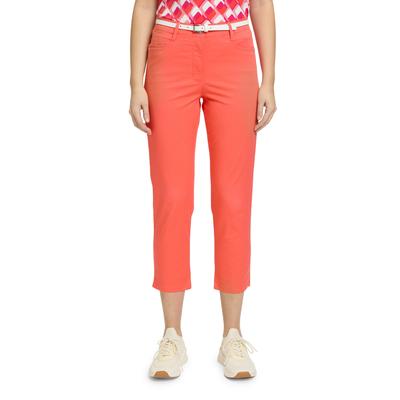 Stoffhose BETTY BARCLAY "Betty Barclay Sommerhose mit Gürtel", Damen, Gr. 34, Normalgrößen, rot (hot coral), Obermaterial: 97% Baumwolle, 3% Elasthan., Basic, slim fit 3/4-Länge, Hosen, Mit Gürtel Image