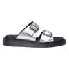 Pantolette DR. MARTENS "Josef", Damen, Gr. 38, silber (silberfarben), Leder, metallic, modisch, Schuhe, Pantolette mit Plateausohle