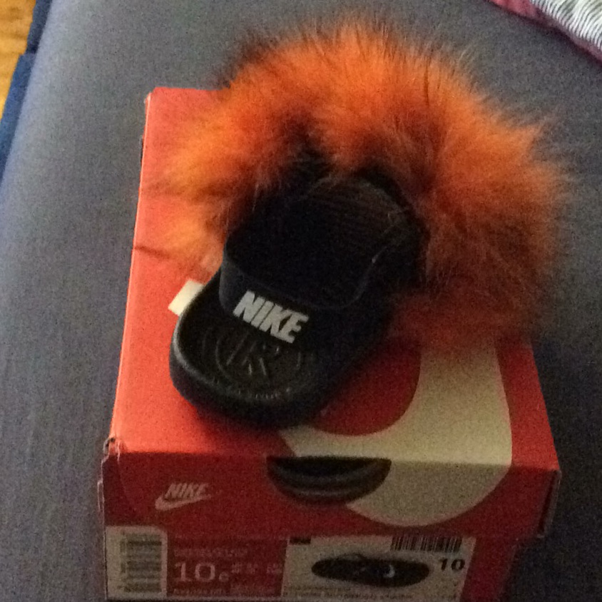 Nike Shoes | Toddler Fur Nike Slides | Color: Black | Size: 10c