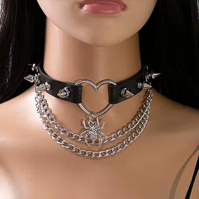 Zara Jewelry | Zara Rockstar Kink Spike Choker Gothic Pu Leather Choker Necklace Black Silv #4 | Color: Black/Silver | Size: Various