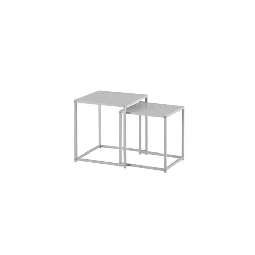 KADIMA DESIGN Wohnzimmertisch 2er Set Metall Beistelltisch Eckig Weiß, Design Beistelltisch Industrial, Sofatisch Couchtisch Quadratisch, Tischset 2-teilig