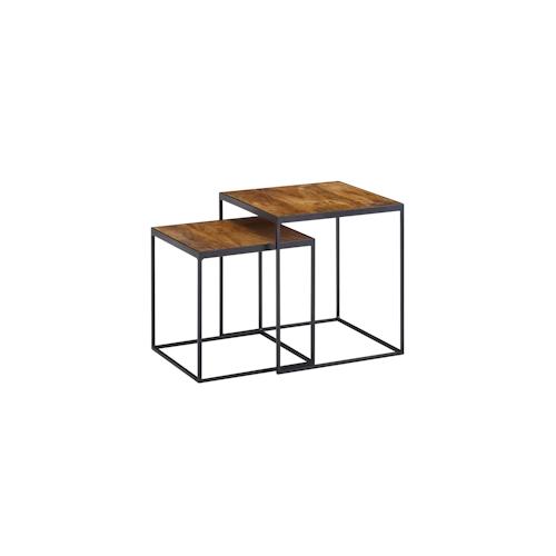 KADIMA DESIGN Wohnzimmertisch 2er Set Mango Massivholz / Metall Beistelltisch Eckig, Design Beistelltisch Industrial, Sofatisch Couchtisch Quadratisch, Tischset