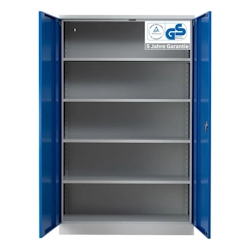 PROREGAL Stahlschrank BEE mit 10 verzinkten Fachböden | HxBxT 195x120x60cm | Grau-Blau | Werkstattschrank Werkzeugschrank Aktenschrank Image