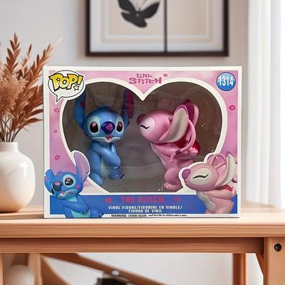 TEMU Stitch & Valentine's Day Vinyl Figures - Cute Couple Pop Figurines, Pvc Desk Decor For & Lovers, Romantic Gift Idea, Valentine's Day Decor | Design | Features, Stitch Figurine