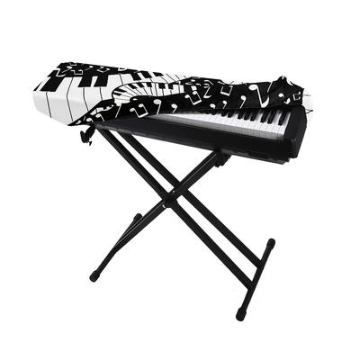 TEMU 1pc Elegant Black & White 61/88 Key Piano Keyboard Cover - Adjustable, Non-slip, Reusable Protective Case For Electronic Keyboards - Durable, Easy-to-clean Piano Maintenance Accessory