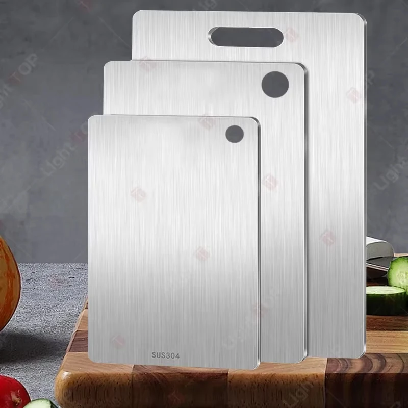 Neues Schneidebrett für die Küche, Schneidebrett aus Edelstahl 304, verdicktes Brett, doppelseitiges Schneidebrett aus Obst und Fleisch in Lebensmittelqualität Image