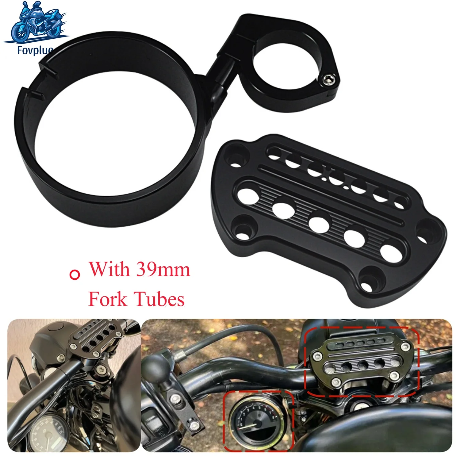 Tachohalterung Gehäuse Seitenmontage Umzugsabdeckung Lenkeroberklemmen Schwarz für Harley Sportster 883 1200 XL Motorräder Image