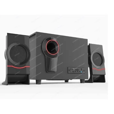 Hölzerner Multimedia-Subwoofer mit übergewichtigem Computer, aktive Kombination, Image