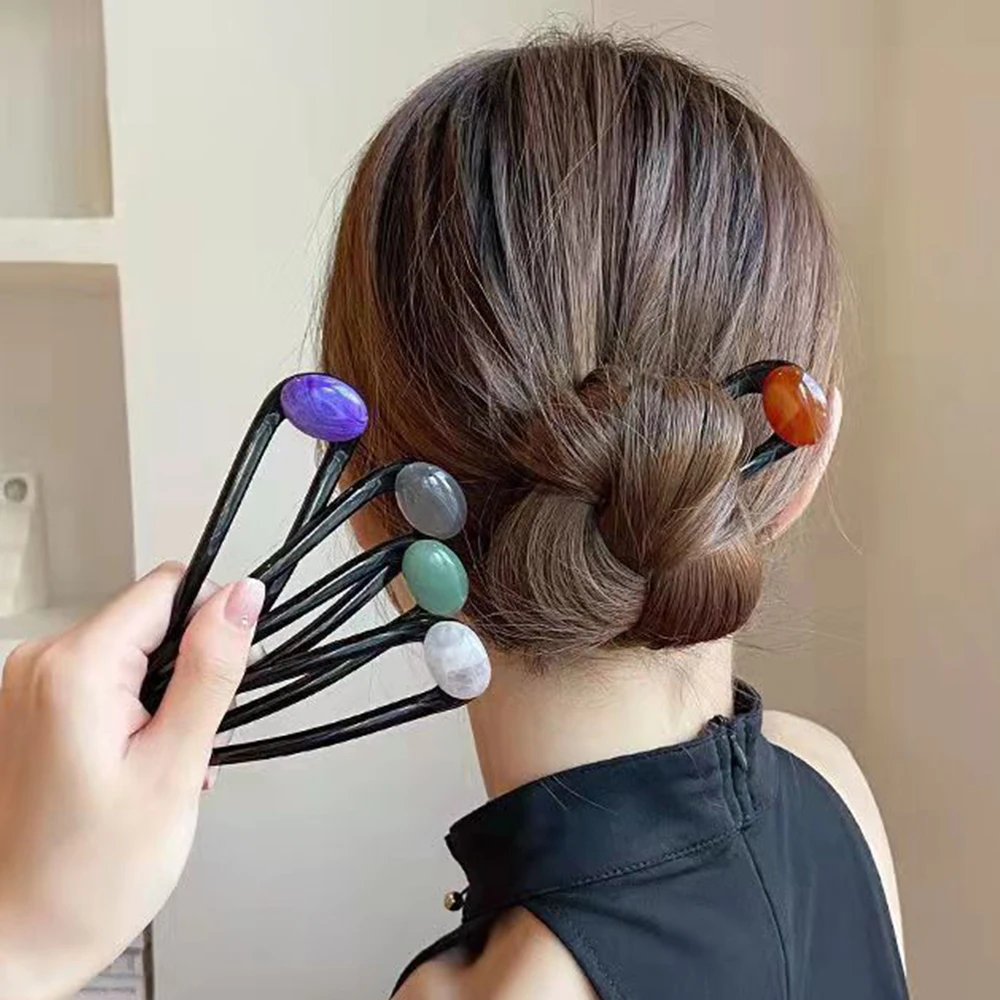 Mode U-Förmigen Haarnadel Haar Gabel Trendy Acryl Haar Sticks Material Haar Clip Frauen Mädchen Retro Schmuck Kopfbedeckungen zubehör Image