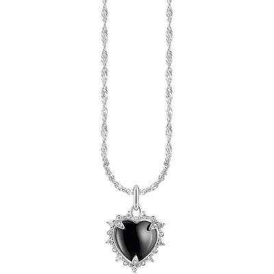 Kette mit Anhänger THOMAS SABO "Heart Romance, KE2297-643-11-L45V, KE2297-995-11-L45V" Gr. 45, bunt (silberfarben, weiß, schwarz), Halsketten, Damen, 45, Silber 925 (Sterlingsilber), B: 13,7mm, mit Zirkonia (synth.), Saphir (synth.), B:13,7mm Image