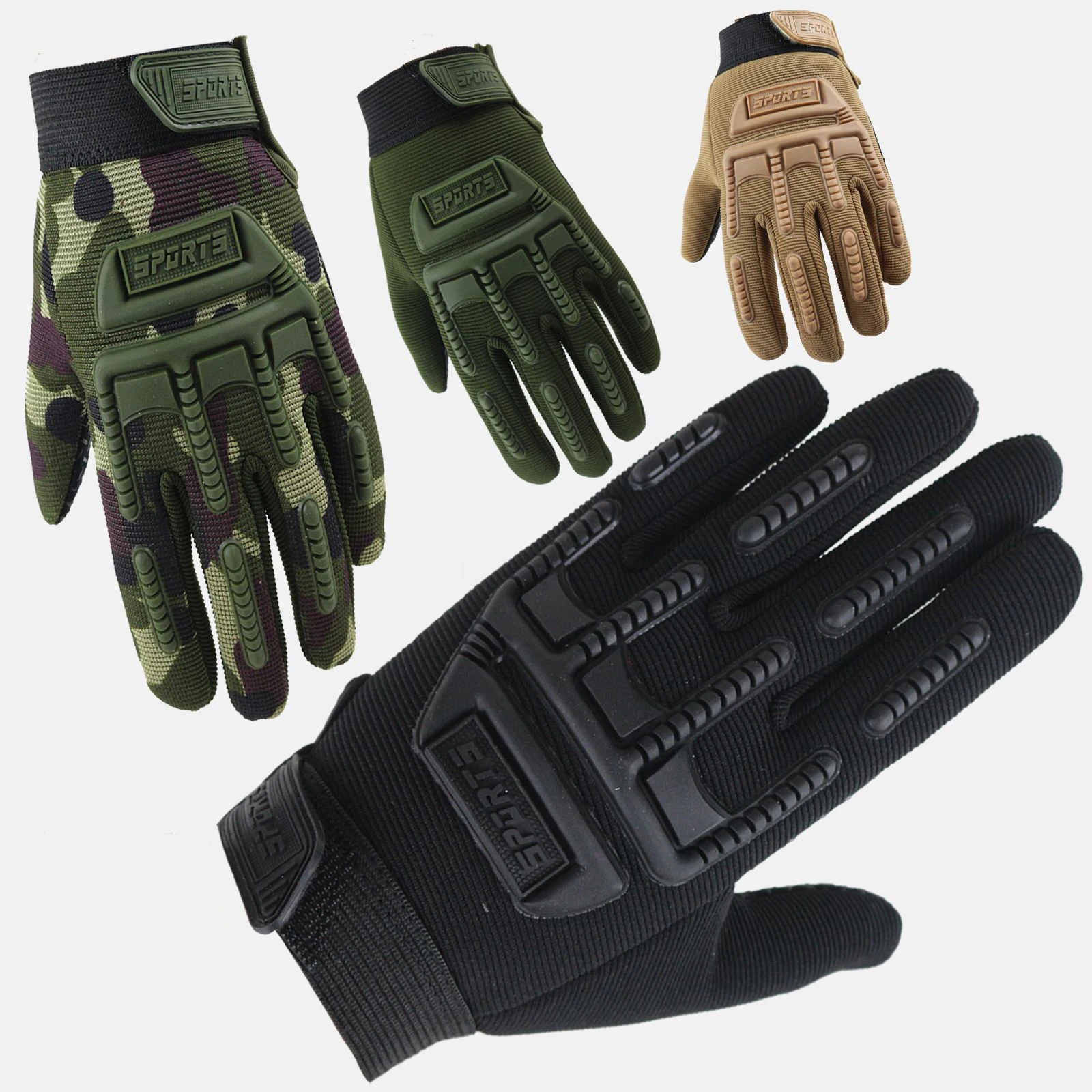 Kinder Taktische Handschuhe Radfahren Knuckle Schutz Jungen Mädchen Vollfinger Handschuhe Anti-Rutsch Kinder Klettern CamouflageHandschuhe Image